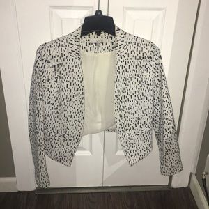White w/blue crop blazer